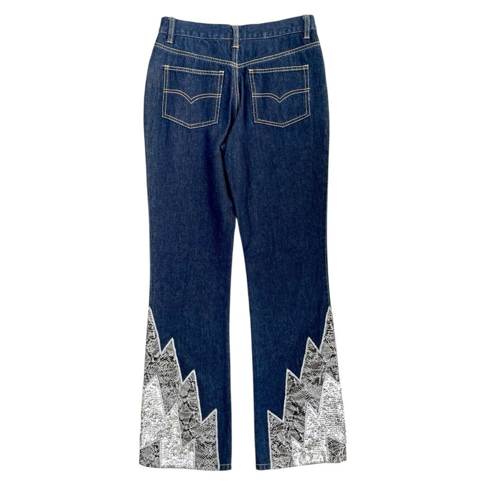 Miss Selfridge Bootcut Jeans, size S, Glitter Snake Trim, Boho Western Festival - Picture 6 of 16